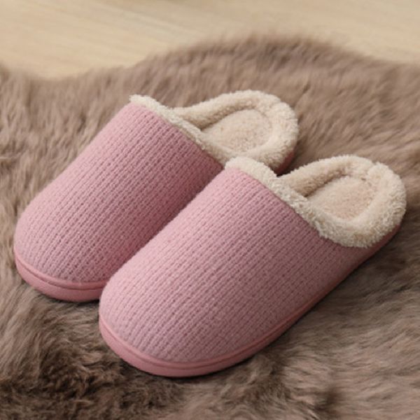 

house slippers women winter warm thick velvet flat fur bedroom house shoes women men soft non slip fluffy indoor slippers couple, Black