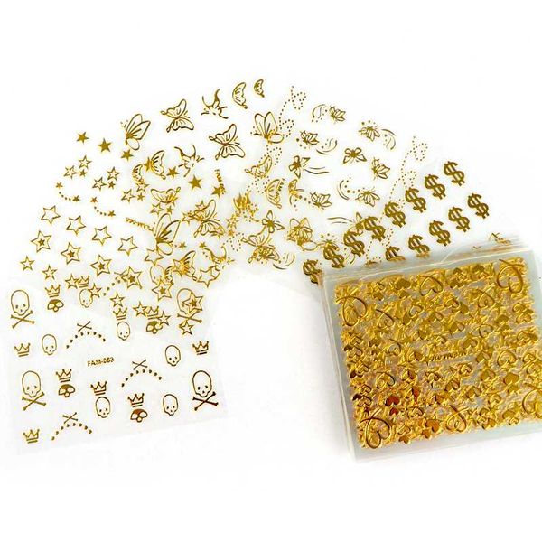 

stickers & decals 30 designs 3d ultra-thin adhesive nail set letter butterfly foil mixed flower tips, Black