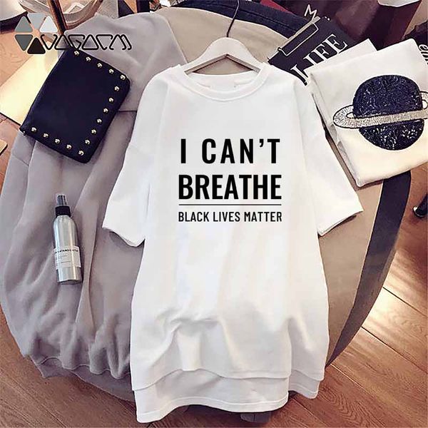 

women's t-shirts fashion womens i can't breathe print crew neck t-shirt casual women loose short sleeves tee white color size -4x