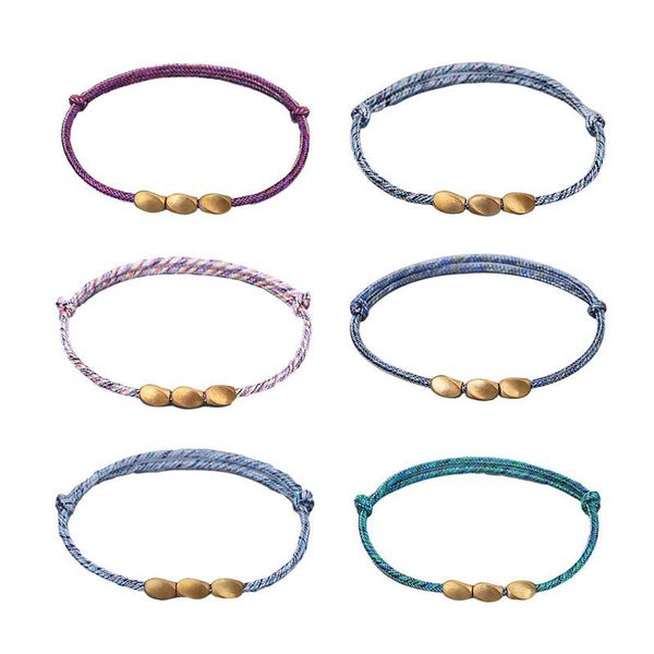 

bead rope bracelet for females with colorful adjustable rope chain tibetan buddhist bracelets accessories jewelry gifts, Golden;silver