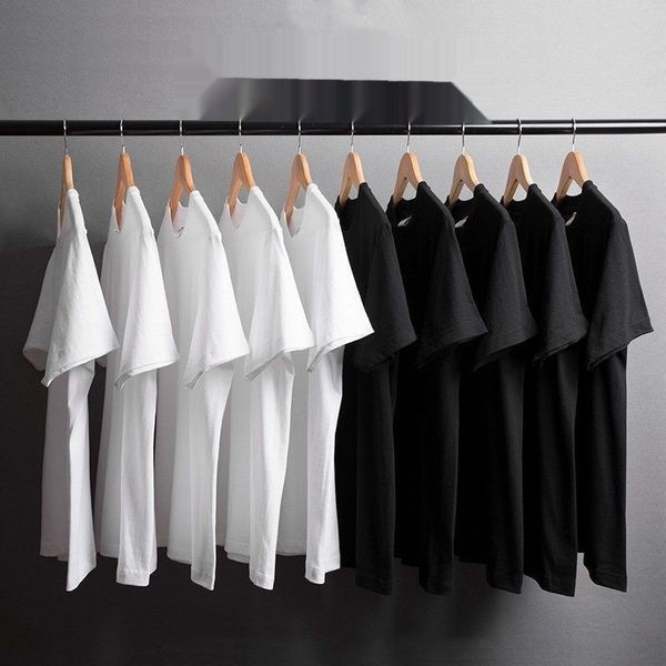 

cotton men's summer short-sleeved t- solid color round neck base class clothes cultural print t- shirt clothing shirt h3syb, Blue