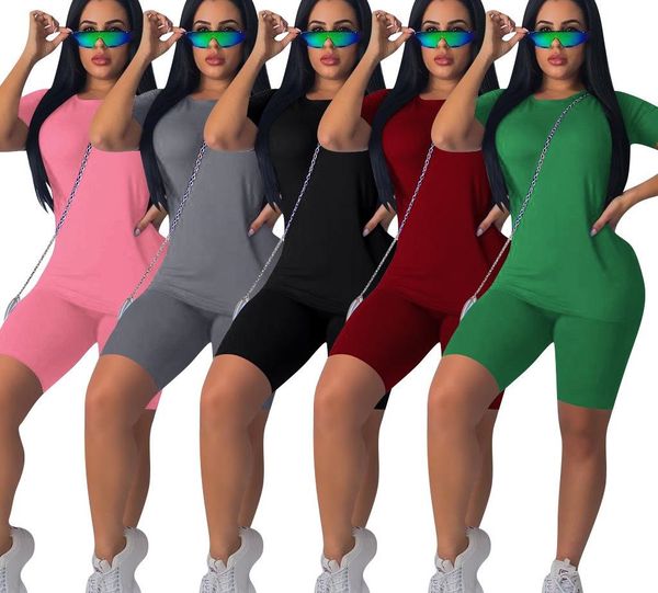 

2020 women sets summer tracksuits shorts suit two piece set night club party 2 pcs beach wear street outfits t200623, Gray