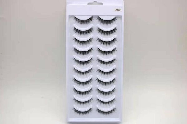 

false eyelashes 10 pairs 3d natural long handmade 100% mink reusable dense black extend exquisite beauty makeup tools