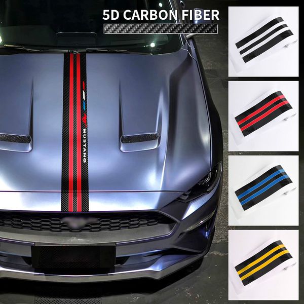 Auto-Aufkleber-Carbon-Faser-Auto-Hauben-Aufkleber-Abziehbilder Dekor für Ford Mustang Abziehbilder Trim Cover Car Styling Zubehör