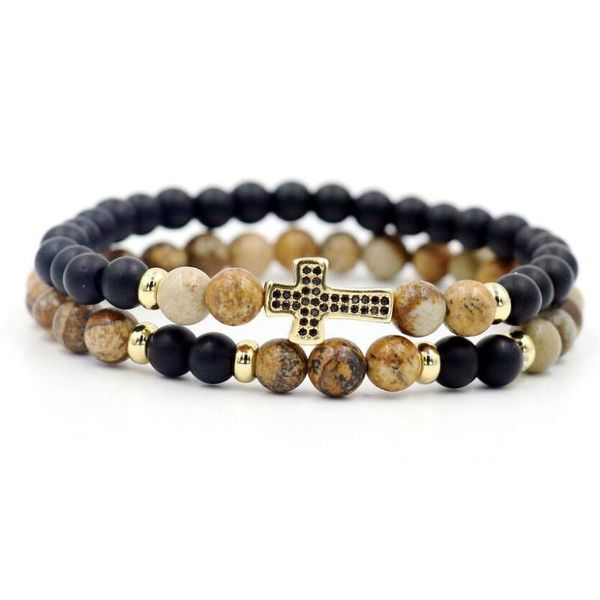 

2pcs/set matte bark stone strand couple bracelet men copper colourfast crosses bracelets for women lovers lucky jewelry pulseras, Red;blue