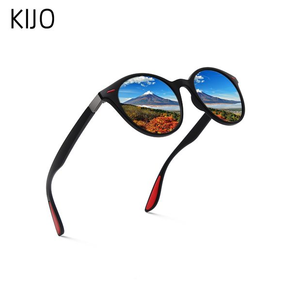 

kijo men women classic retro rivet polarized sunglasses tr90 legs lighter design oval frame uv400 protection, White;black