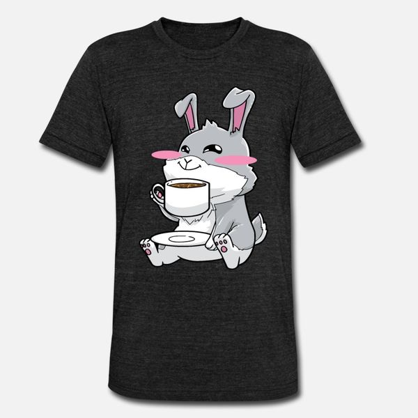 

bunny coffee kawaii t shirt men designs 100% cotton round neck solid color famous comfortable summer vintage shirt