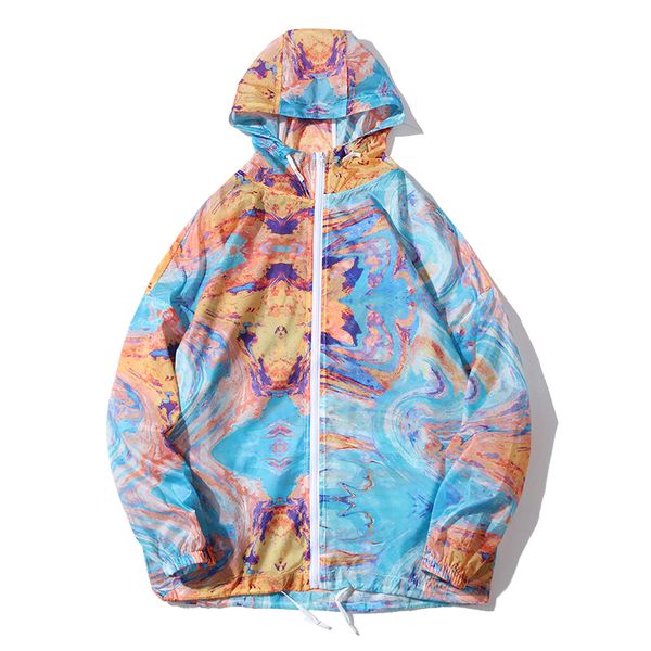 

new men's and women's clothing quick-drying breathable color printing jacket loose print hooded coats, Black;brown