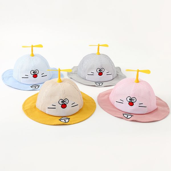 

summer baby hat thin cute baby fisherman hat young children windmill sunscreen sunshade summer sun, Blue;gray