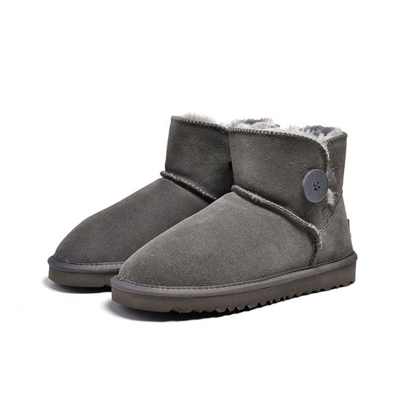 

2020 warm fluff snow boots women short mini australia bailey knee tall winter boots leather designer mid ankle lady shoes, Black