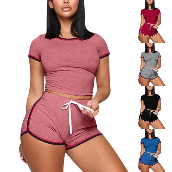 

yoga outfits women 2pcs set female sleeveless tank bra fitness shorts running gym sports clothes suit, White;red