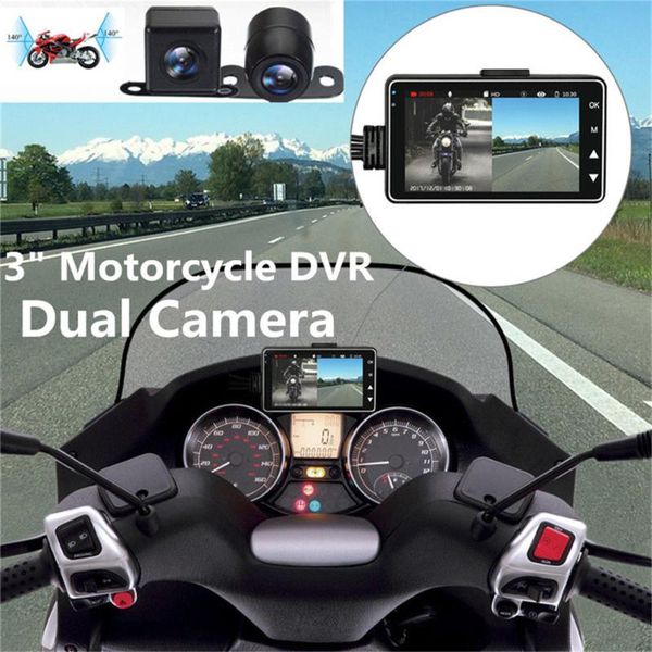 

3inch lcd screen 140Â°wide angle motorcycle dash cam hd 1280p 720p dual-track front rear view dvr for motorcycle camera recorder car dvr