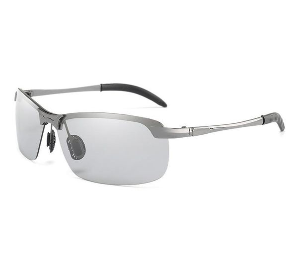 

pchromic sunglasses men polarized glasses women sun glasses men semi-rimless driving anti-glare001, White;black