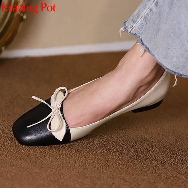 

krazing пот новых полное зерна кожи низких каблуки круглый носок бабочка нарост британской школа смешанного цвет мелких балетные женщины нас, Black