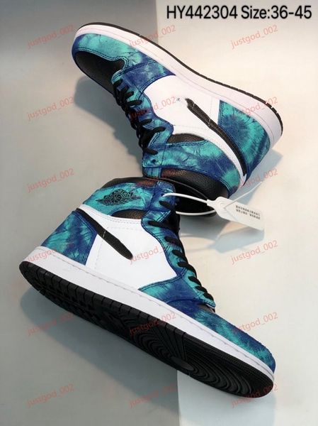 

2020 new 1 tie-dye men women basketball shoes 1s tie dye sports outdoor sneakers size 36-45, Black