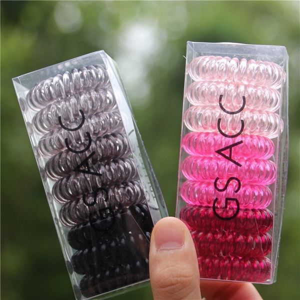 

wholesale make up telephone wire hair ties 9 pcs rubber resin colorful hair bands for women girls gradient color