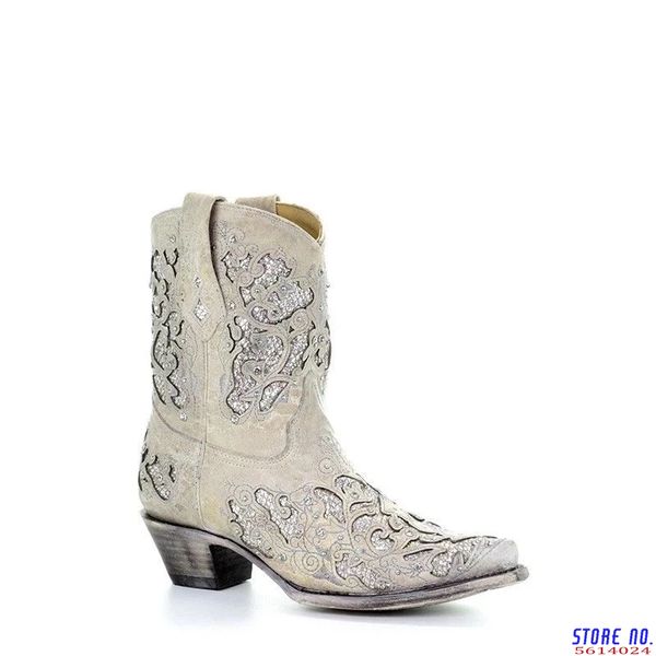 

women boots spring low heel women shoes embroidered cool british crystal design soft short boots party knee high, Black