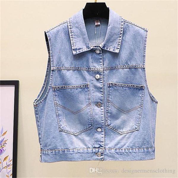 

jean womens vest lapel neck sleeveless womens outerwear light blue ladies spring coats summer, Black;white