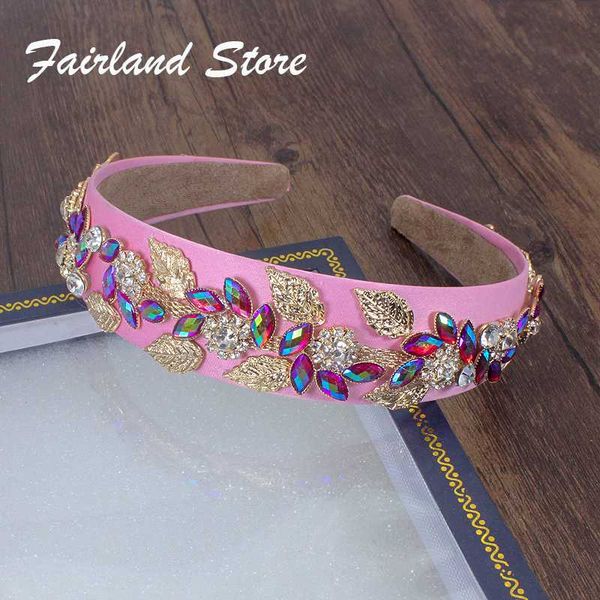 

fairland new baroque fashion white sparkly romantic temperament luxury crystal copper alloy leaves headband hair accessory women, Golden;silver