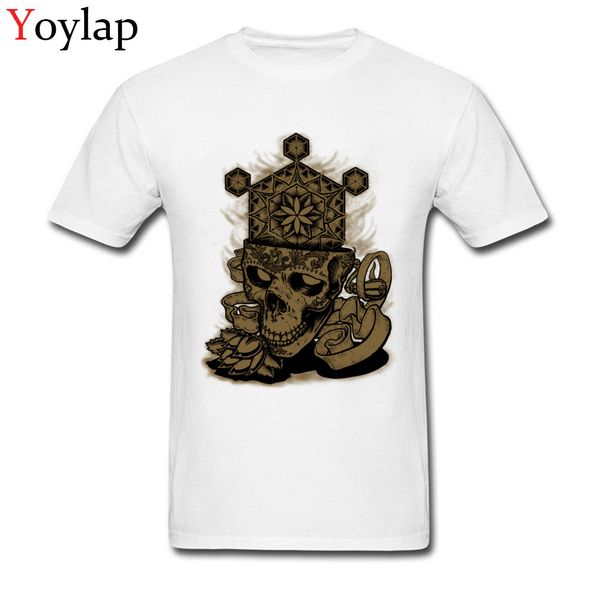 

flower of life skull golden men retro designer t-shirts pure cotton unfading tee shirt short sleeve classic