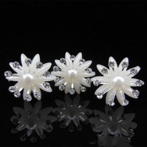 

hair pin chrysanthemum flower pearl bridal wedding 50pcs bdegarden rhdjc, Golden;silver