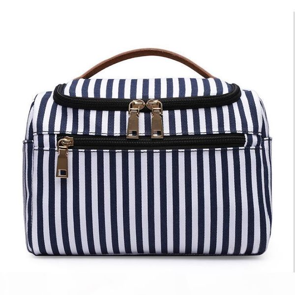 

navy striped cosmetic bags canvas pouch women clutch makeup storage bag ing