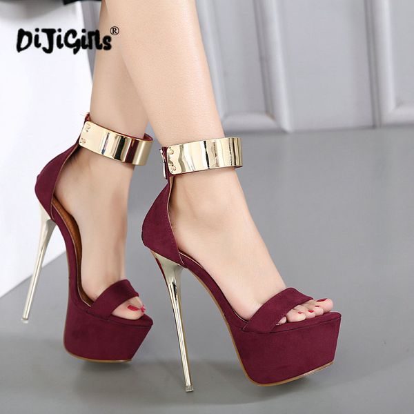 

dropship ankle strap heels platform sandals party shoes for women wedding pumps 16cm high heels sequined gladiator sandals black