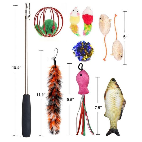 

for rod feather kitten color dog random toy great catcher teaser pole retractable wand exercising cat fishing bbygr sweet07