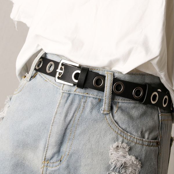 

punk belt women black leather belts for men 2020 adjustable rock hip hop jeans cintos gothic ceinture femme waist chain cinturon, Black;brown