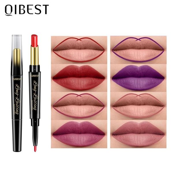 

qiwaterproof lipstick pen 2 in 1 lipstick pen lip liner pencil long lasting lips makeup cosmetics matte lipliner