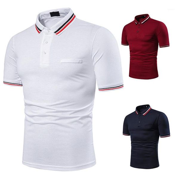 

polo fashion stripe rib cuff твердая отворотом шеи с коротким рукавом тонкий polo mens твердая простой стиль поло рубашки мужские luxury des, White;black