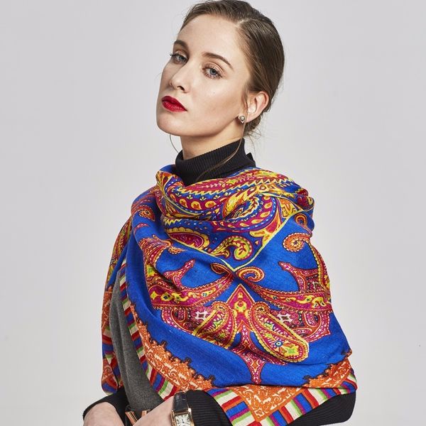 

2020 new fashion brand winter for 125*125cm large luxury women wool scarf warm cashmere shawls and scarves 1382, Blue;gray
