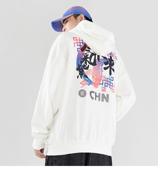 

mens 2020 hip hop streetwear hoodie sweatshirt chinese print pullover cotton casual sweat shirt black
