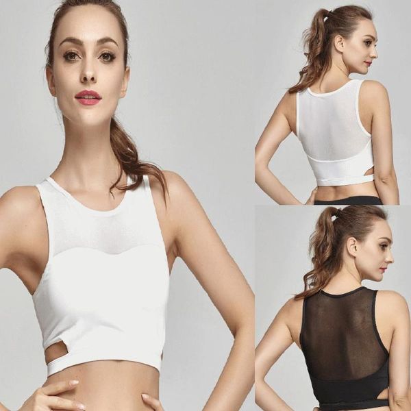 

flexible racerback sport fitness crop women soft nylon running yoga gym vest plain jogger workout tanks, White;black