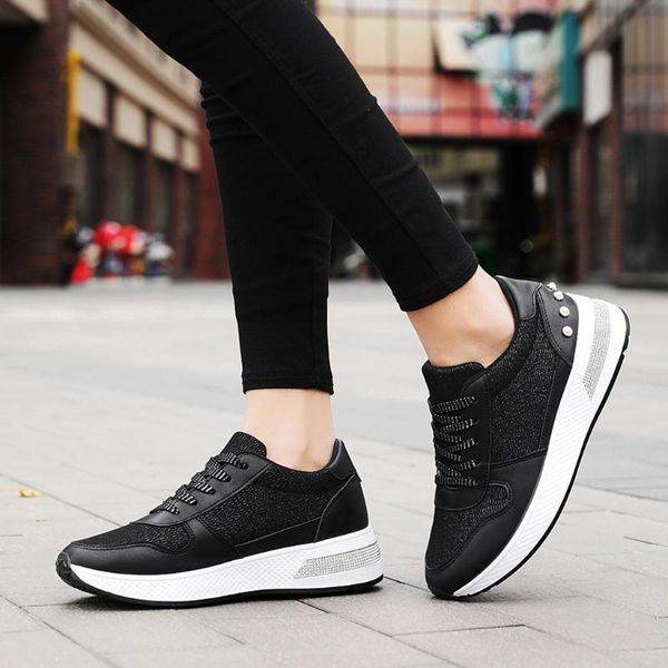

sequin trend women men lightweight sneakers 2020 summer pearl breathable women's trainers soft couple walking shoes strap, Black