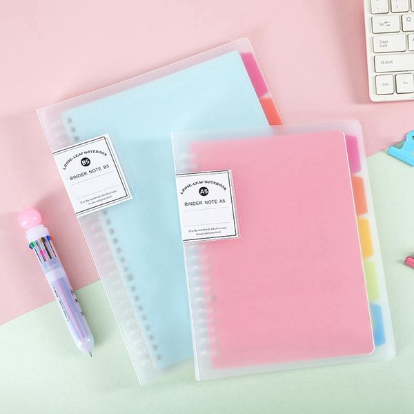 

soft light color notepad a5/b5 loose-leaf notebook waterproof cover removable replaceable notebook school office supplices vt1470, Purple;pink