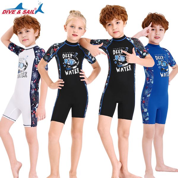 

kids wetsuit shorty thermal swimsuit, lycra sun suit back zip for boys girls toddler youth swimming,diving,snorkeling, surfing