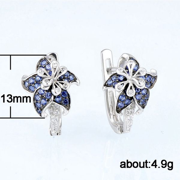 

Junerain Brand Vintage Noble Blue White Stone Flower Drop Earrings for Women High Quality Delicate Design Elegant Girl Statement Jewelry