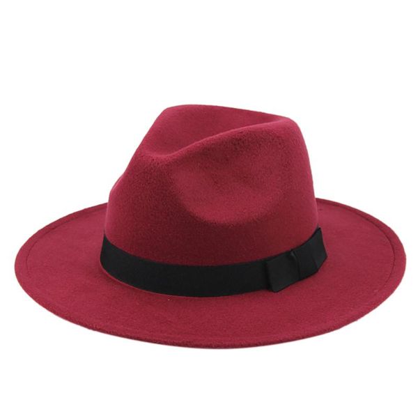

5 цветов шерсть fedora панама мужчины женщины зима широкий брим войлок джаз cap ленты элегантный trilby шляпы черный красный vintage hot, Blue;gray