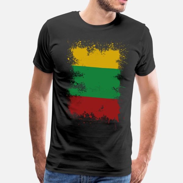 

lithuania flag paint blob splash art t shirt men print 100% cotton s-xxxl standard fitness building spring kawaii shirt
