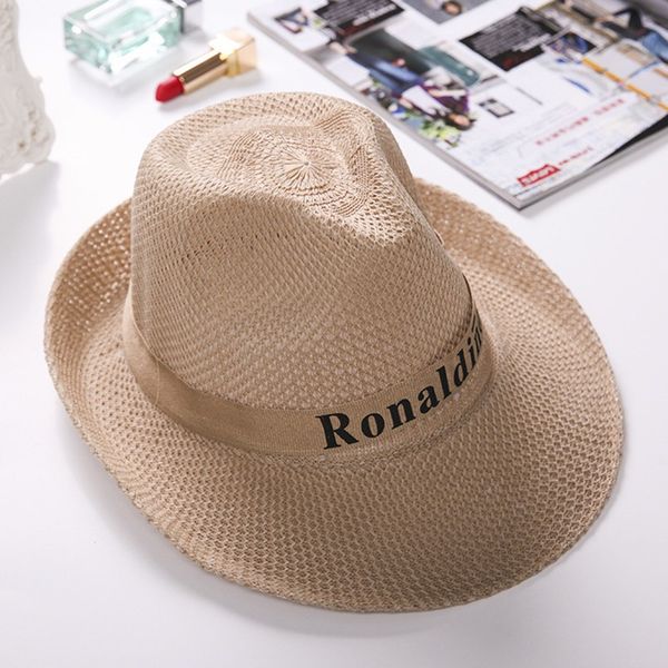 

2020 summer women men straw sun hat elegant queen homburg gentleman hat beach cap panama korean style, Blue;gray