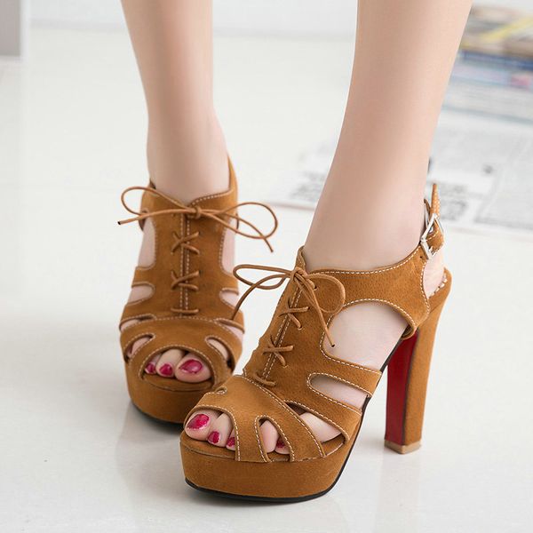 

female sandal high heel sandals velvet shoes block heels all-match large size 2020 summer open toe espadrilles platform ladies, Black