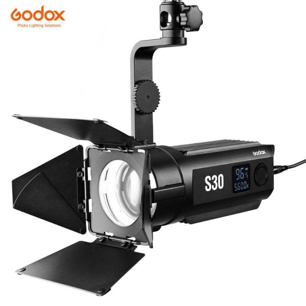 

godox s30 30w focusing led spotlight adjustable brightness 5600k cri 96+ for wedding portrait video pgraphy lighting