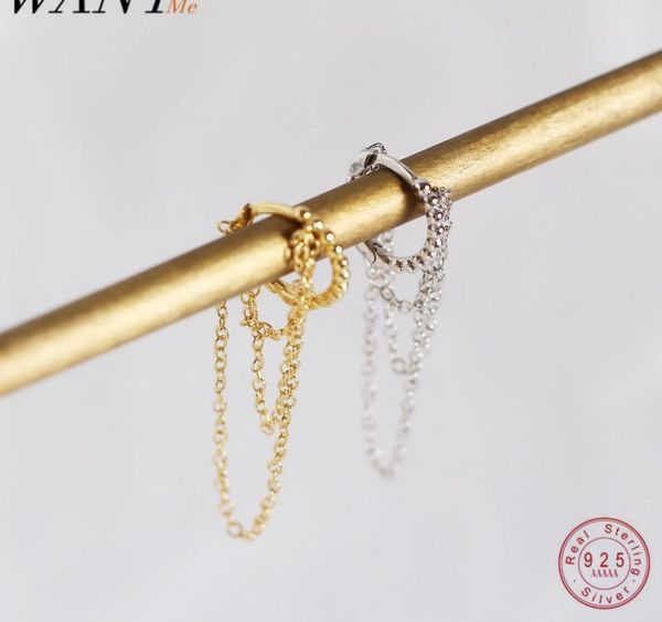

wantme minimalist multilayer tassel chain studs earrings for women real 100% 925 sterling silver accessories jewelry002, Golden;silver