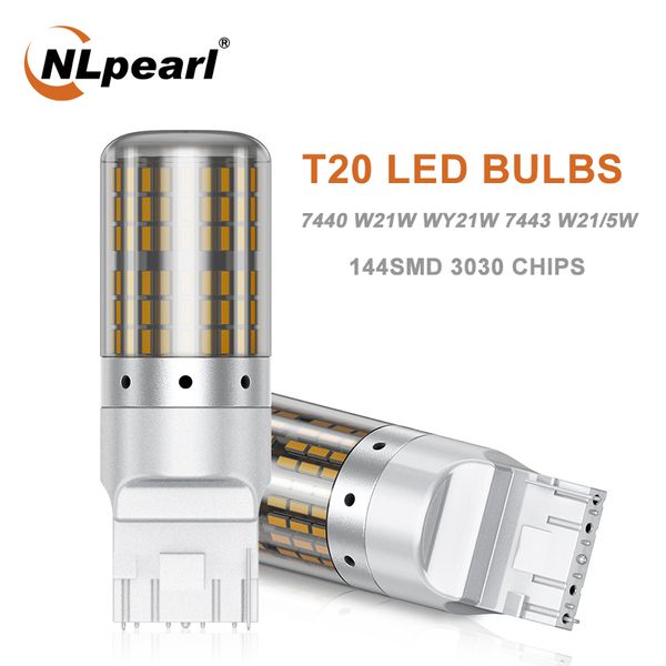 

nlpearl 1x signal lamp 7440 w21w led canbus turn signal lights 144smd t20 w21/5w 7443 w21w led car brake reversing lamp 12v
