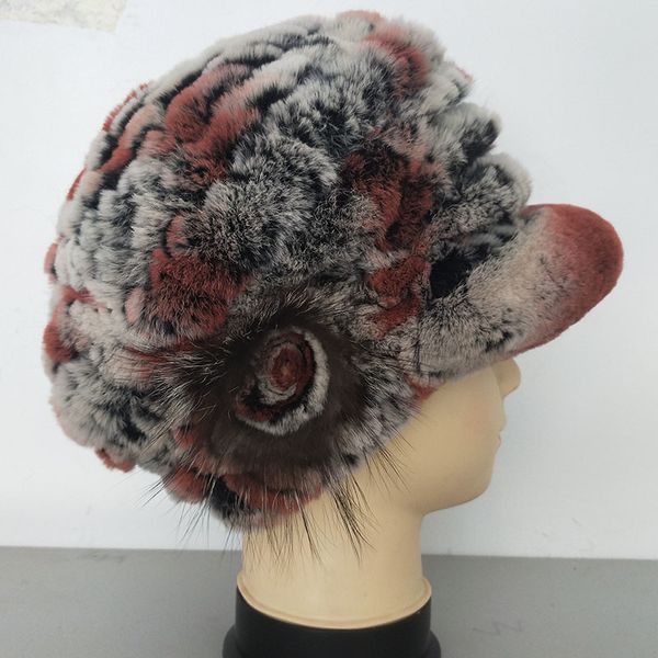 

real fur knitted hat women winter russia ladies hats wholesale 2020 eabbit winter caps female thick warm style plain cap, Blue;gray