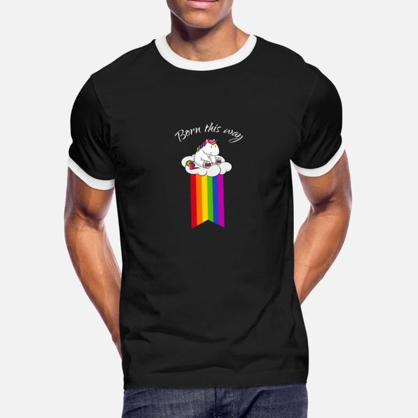 

born this way unicorn lgbt gay pride радуга тенниска мужчины характер короткие рукава евро размер s-3xl письмо подарков смешной лето уникаль