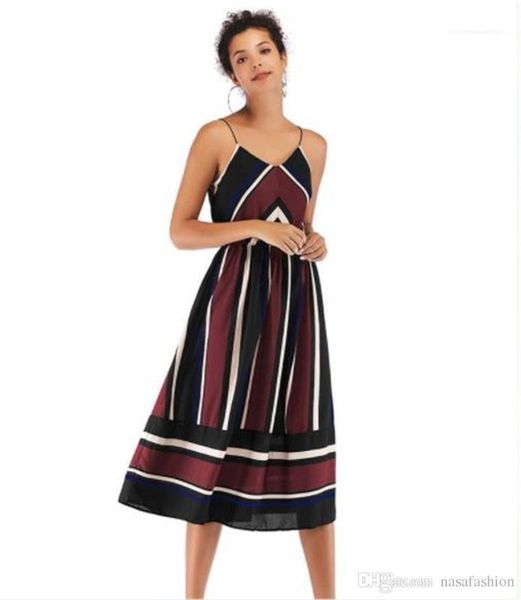 

dress casual female chiffon dress women v neck dresses ladies designer striped printed, Black;gray