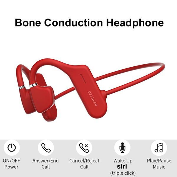 Fones de ouvido de condução óssea Bluetooth Wireless Earphone Neckband Não intra-auricular ou over-ear Fone de ouvido Handsfree para condução esportiva Fone de ouvido ao ar livre