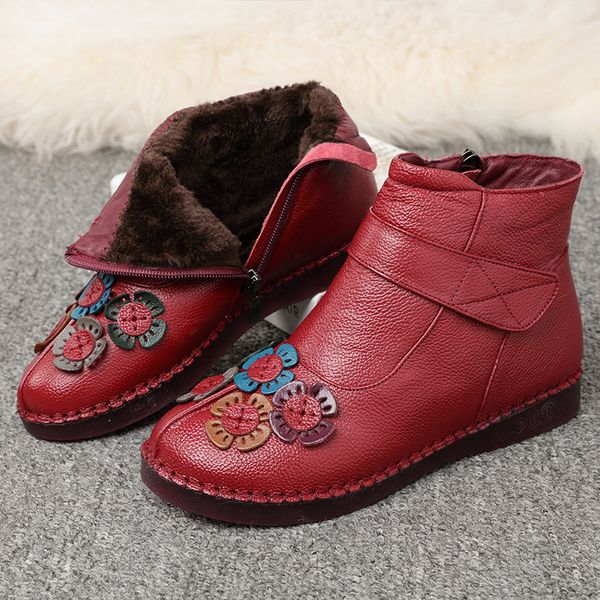 

boots fashion leather women ankle winter waterproof warm woman snow female non-slip casual shoes ladies, Black
